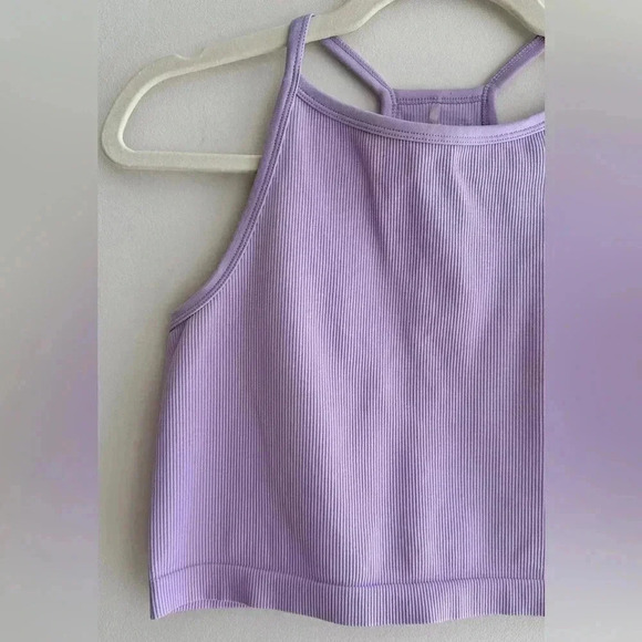 J.o&co Light Support Seamless Rib Knit Tank Top, Lilac/Lavender Tank, Size M-L - Picture 3 of 16